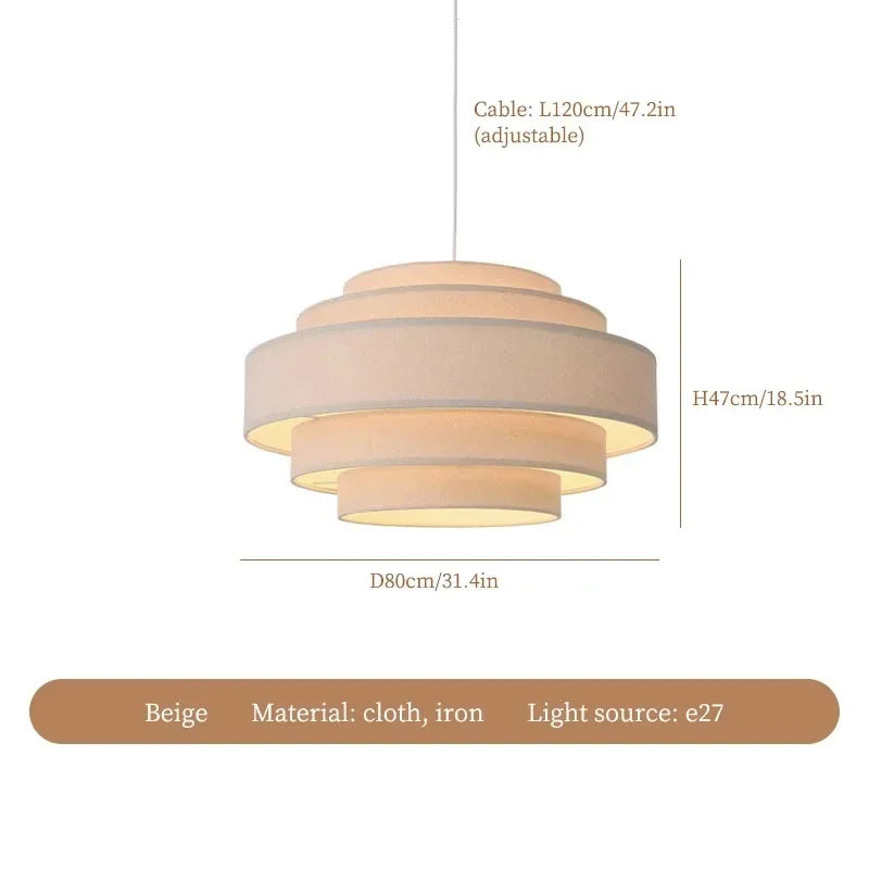 Cream Fabric Pendant Lamp, Mid Century Style - Afralia™ Living Room, Bedroom, Dining Room, Kitchen Island Décor