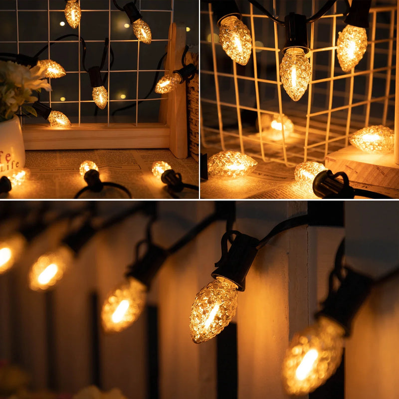 Afralia™ Diamond Chandelier LED Light Bulbs 7W C7 Candelabra Base Decor Edison Bulb