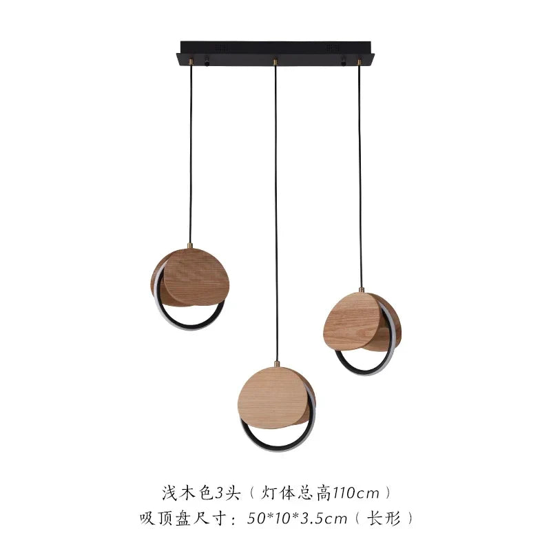 Afralia™ Solid Wood Pendant Light: Creative Art LED Lighting for Kitchen, Restaurant, and Home Decor