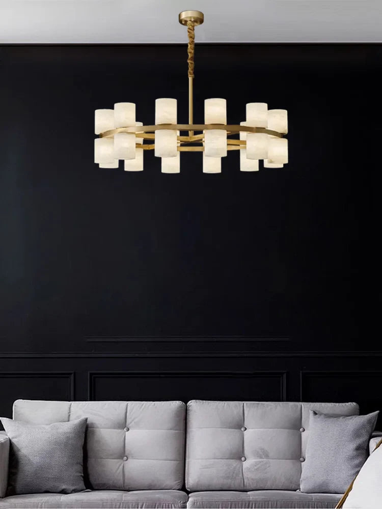 Afralia™ Copper Marble Hanging Lamparas: Elegant Round Indoor Lighting for Dining Room