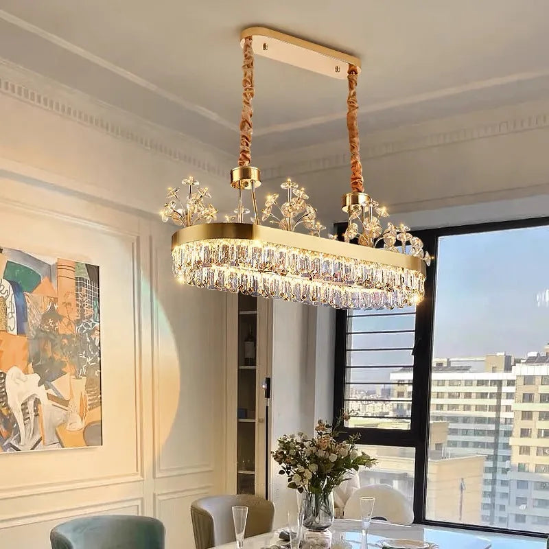 Afralia™ Luxe Crystal Ceiling Chandelier - Elegant Home Decor Hanging Light for Living Room