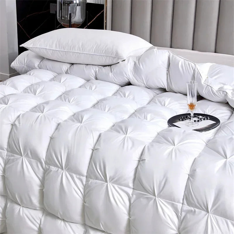 Afralia™ Luxury White Goose Down Quilt for Queen King Bed Warm Cozy Lightweight Comforter