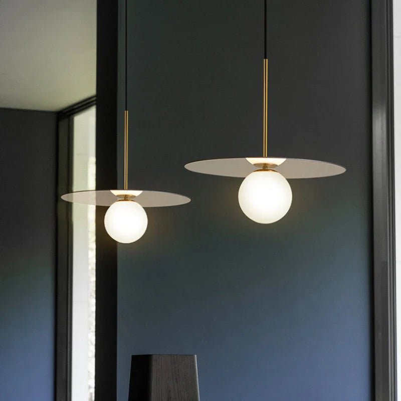 Afralia™ UFO Glass Pendant Light: Modern Nordic Design for Restaurant, Bar, Bedroom, Luminaire Suspendu