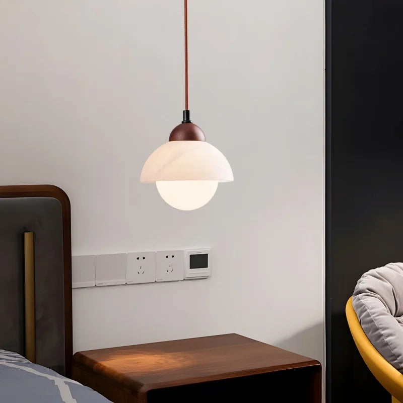 Afralia™ Cream Marble LED Pendant Light: Modern Nordic Hanging Lamp for Living, Bedroom, Kitchen