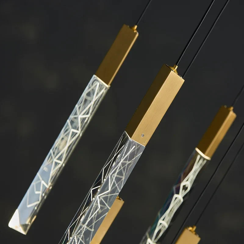 Afralia™ Modern Loft Crystal Gold Chandelier for Staircase & Living Room