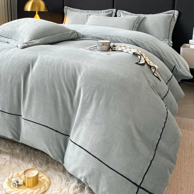 Afralia™ Winter Coral Velvet Bedding Set Double-sided Thick Warm Comforter Cover