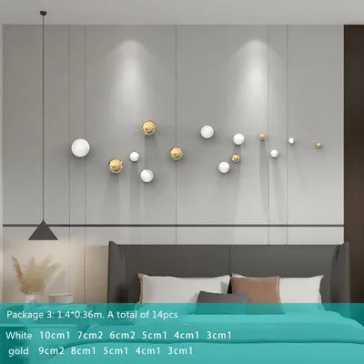 Afralia™ Gold Ball Wall Hanging Ornaments Spherical Crafts Room Decor Display Pendants