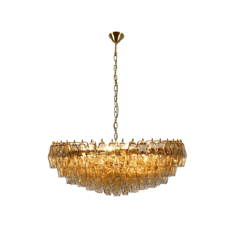 Luxury Stained Glass Chandelier by Afralia™ - Elegant LED Lighting for Dining Room