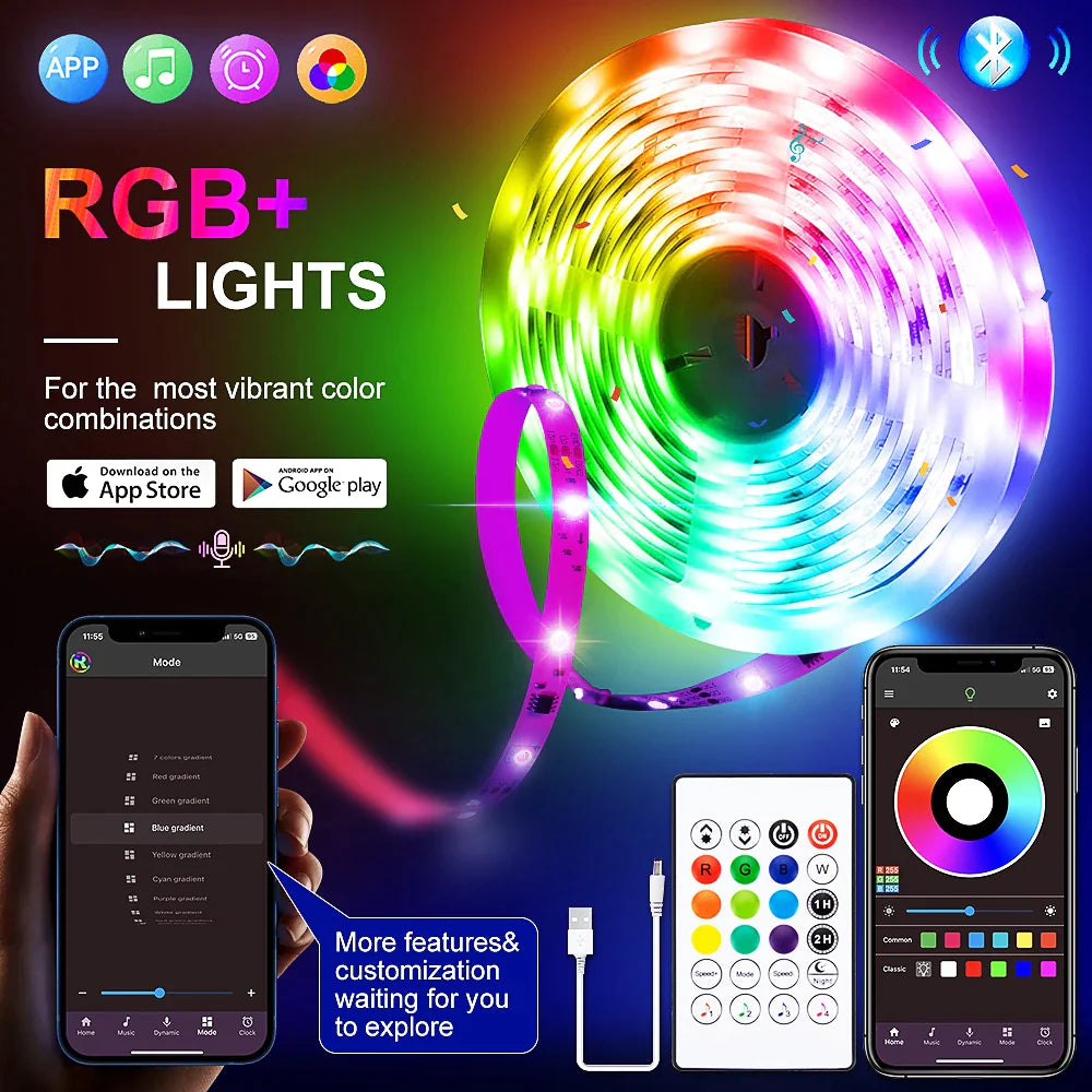 Remote Control Party Afralia™ RGBIC LED Strip: Bluetooth Music Sync, Remote Control, Party