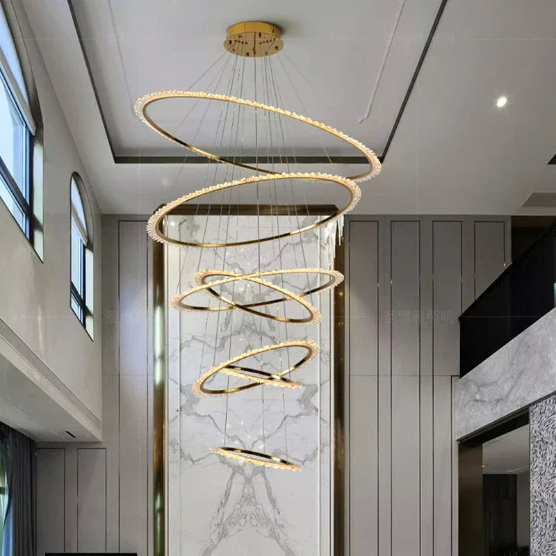 Afralia™ Crystal Chandelier Stair Pendant Lamp for Modern Home Decoration & Living Room Lighting