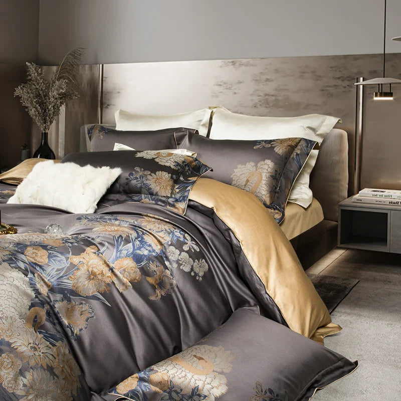 Afralia™ 1500TC Egyptian Cotton Jacquard Bedding Set - Queen/King Size Linens