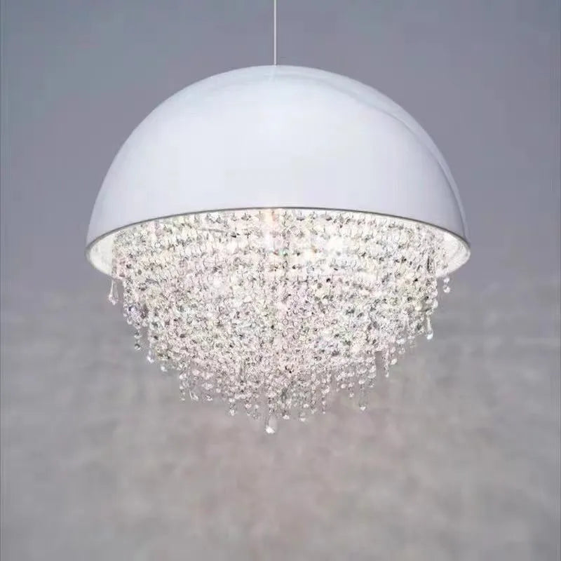 Afralia™ Round Crystal Chandelier: Luxury LED Tassel Lamp for Elegant Living Room & Restaurant Decor