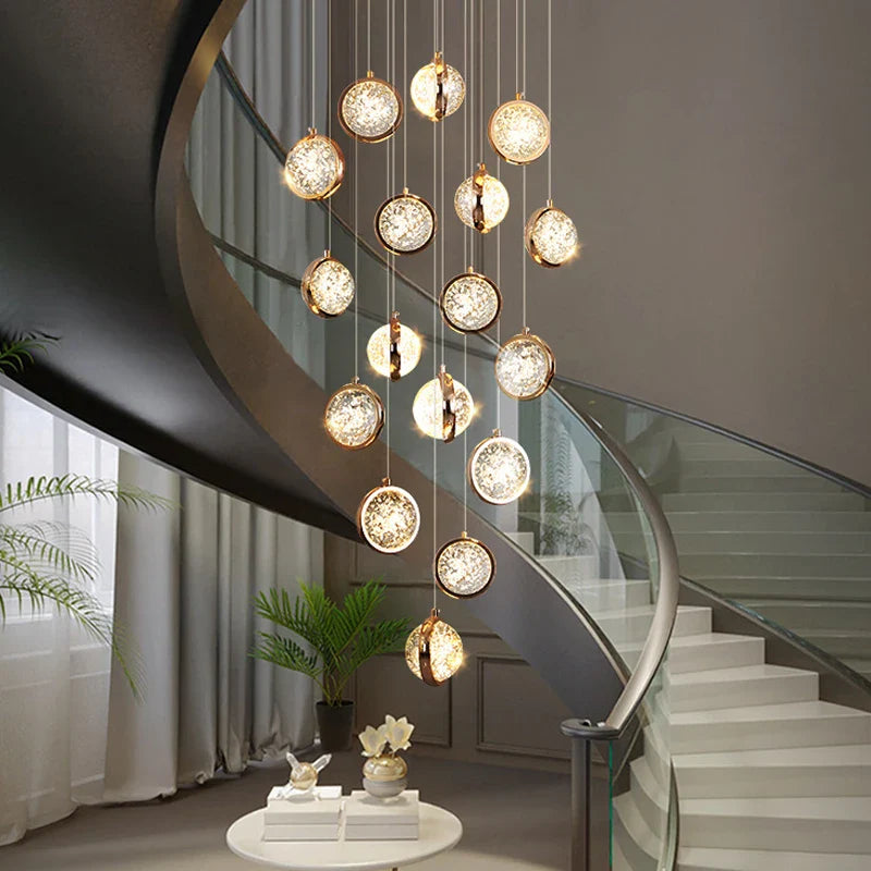 Afralia™ Crystal Ball Chandelier: Modern Loft & Staircase Hanging Light for Home, Hotel & Mall