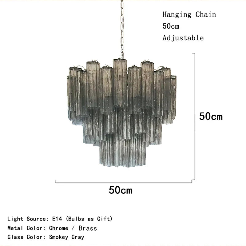 Afralia™ Smokey Gray Glass Chandelier: Scandinavian Murano Flower Lighting for Dining Room