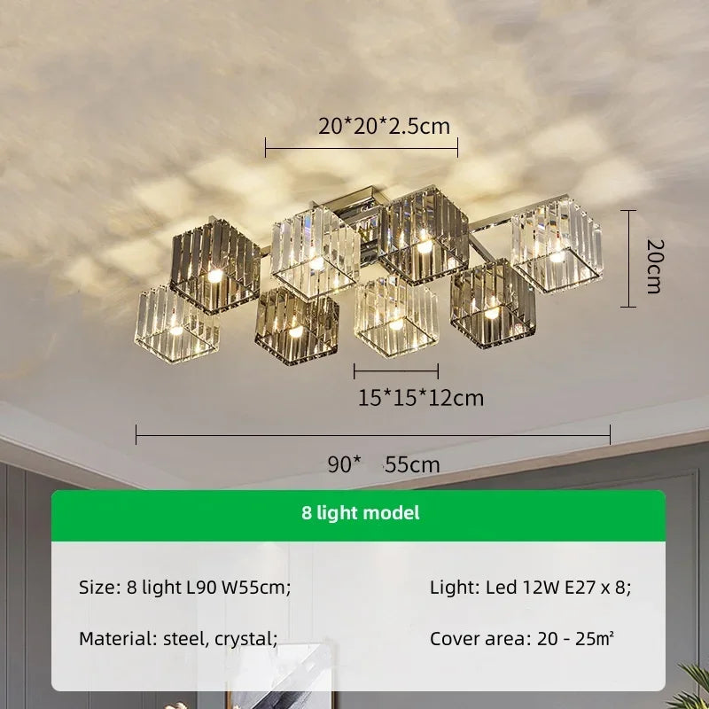 Afralia™ Modern Chrome LED Ceiling Chandelier with K9 Crystal Lighting Art