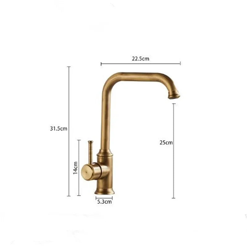 Afralia™ Antique Brass Kitchen Faucet 360° Swivel Sink Tap Mixer Hot Cold Rotating Faucet