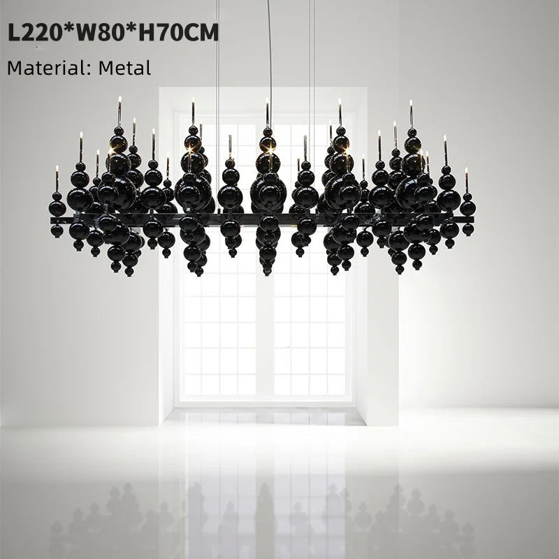 Afralia™ Black Gourd Pendant Chandelier for Dining Living Bedroom - Modern Ceiling Light