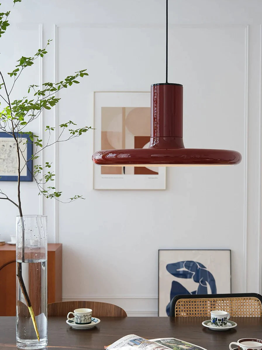 Afralia™ Nordic UFO Red Saucer Pendant Light, Vintage Medieval Living Room Dining Lamp