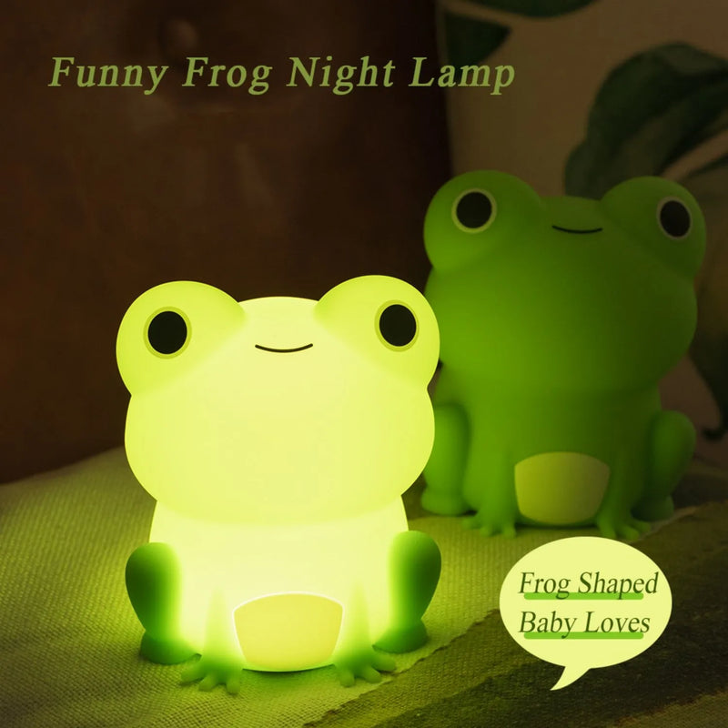 Afralia™ Frog Night Light: Soft Silicone Dimmable Lamp for Kids, Rechargeable with Colorful Light