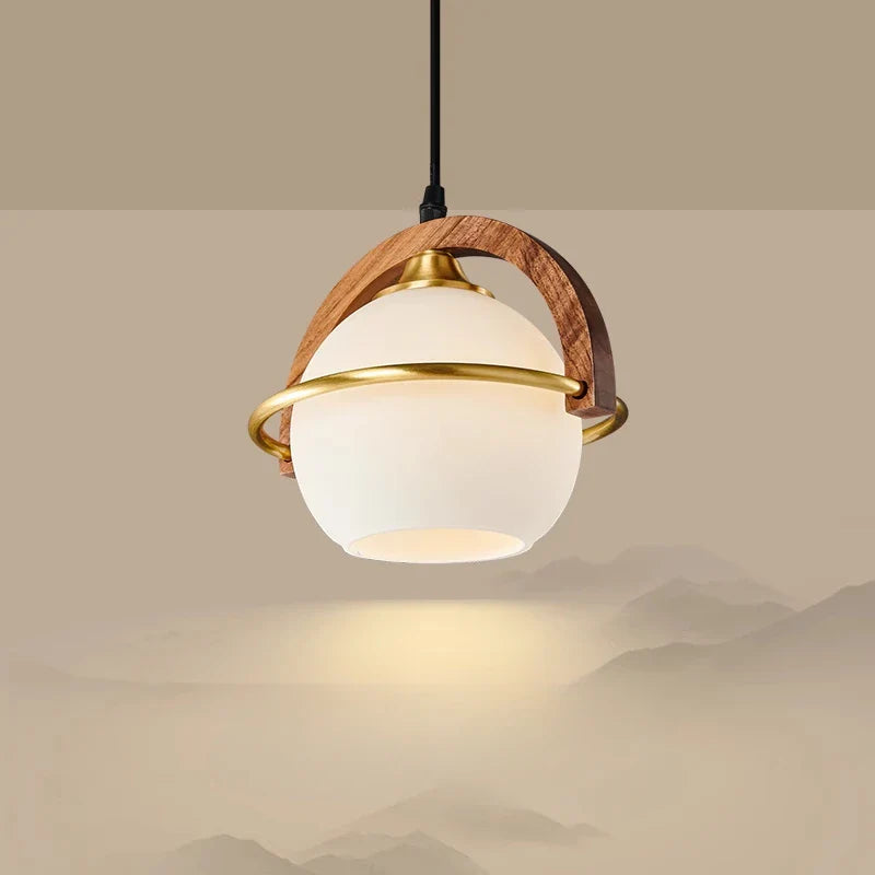 Afralia™ Walnut Small Pendant Lamp for Bedroom, Dining and Living Room Décor