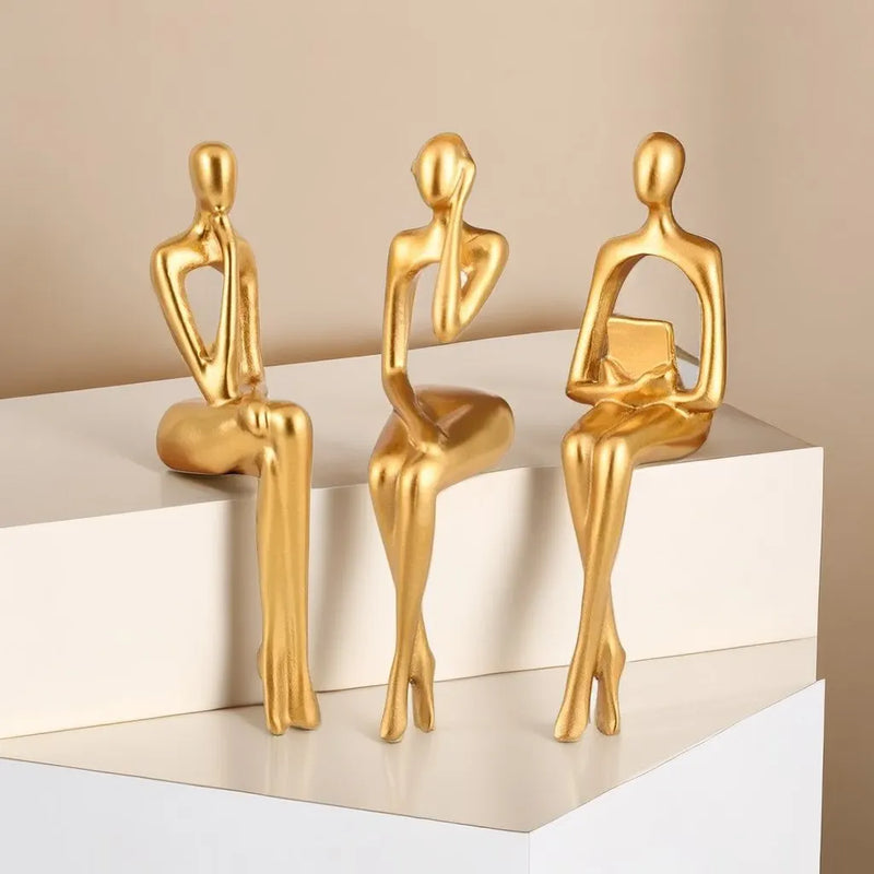 Afralia™ Abstract Figurines Set of 3 - Modern Art Sculpture for Home and Office