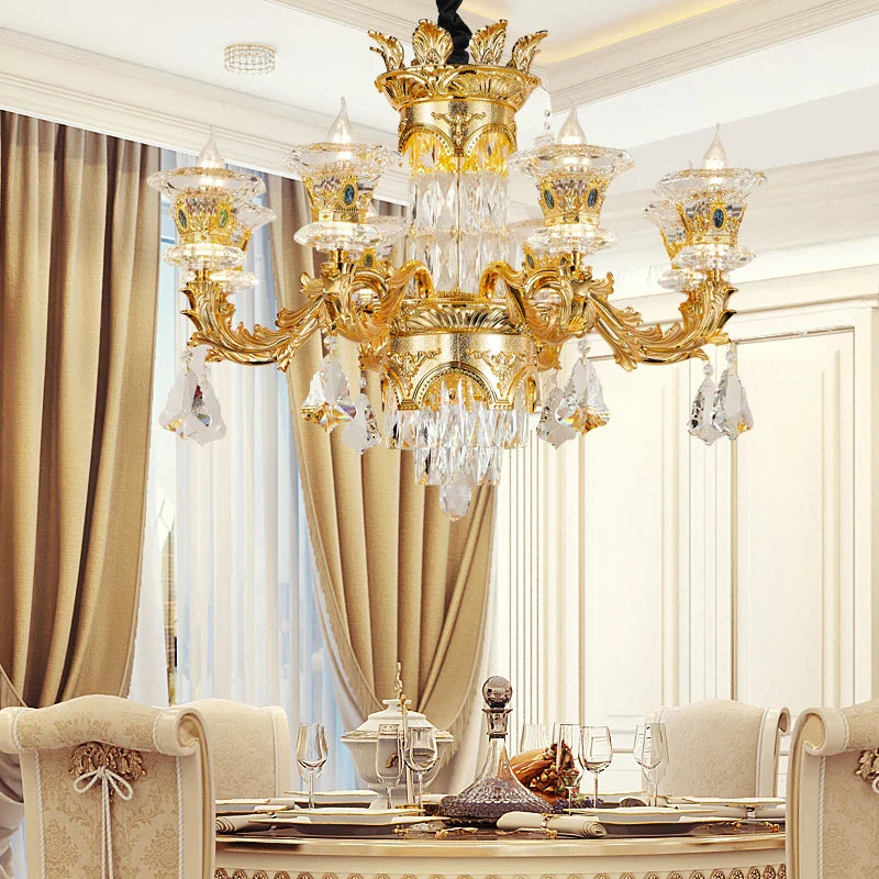 Afralia™ Jade Crystal Chandelier - Elegant European Style Living Room Lighting