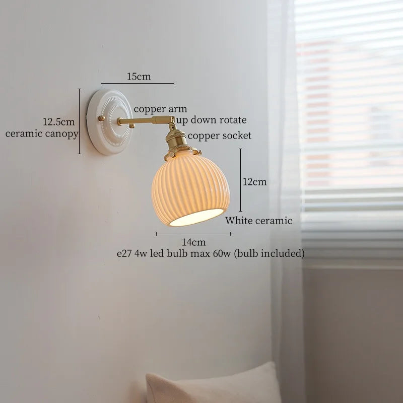 Afralia™ Ceramic Pumpkin LED Wall Sconce Modern Minimalist Bedroom Lighting