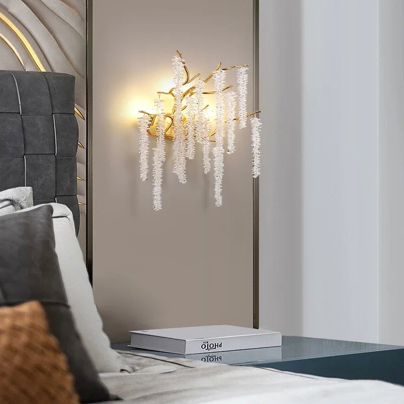 Afralia™ Wistaria Crystal Ceiling Chandelier Branches Design Pendant Lamp Elegant Home Decor
