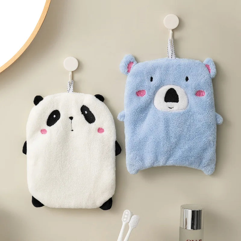 Afralia™ Animal Hand Towel Set - Cute Panda Koala Child Terry Towels with Hanging Loops