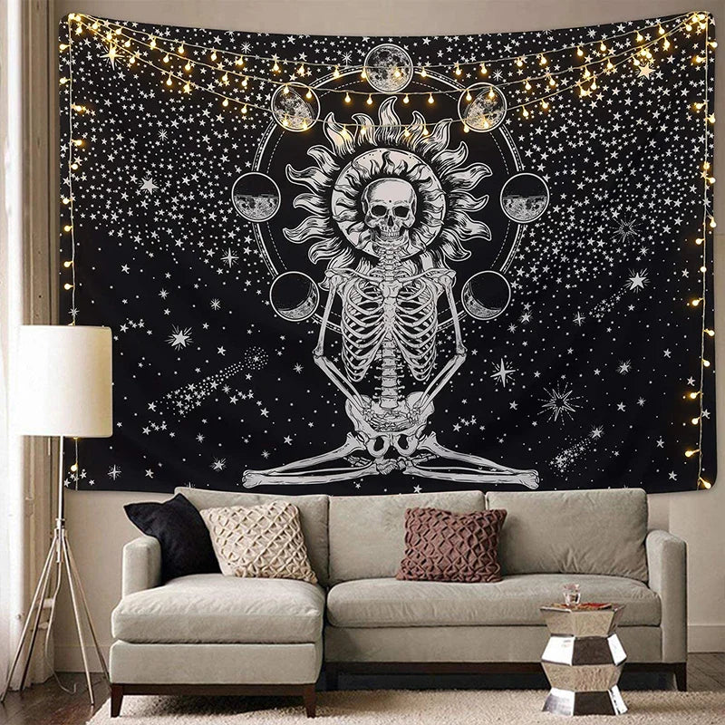 Skeleton Moon Phase Tapestry Afralia™ Star Home Decor