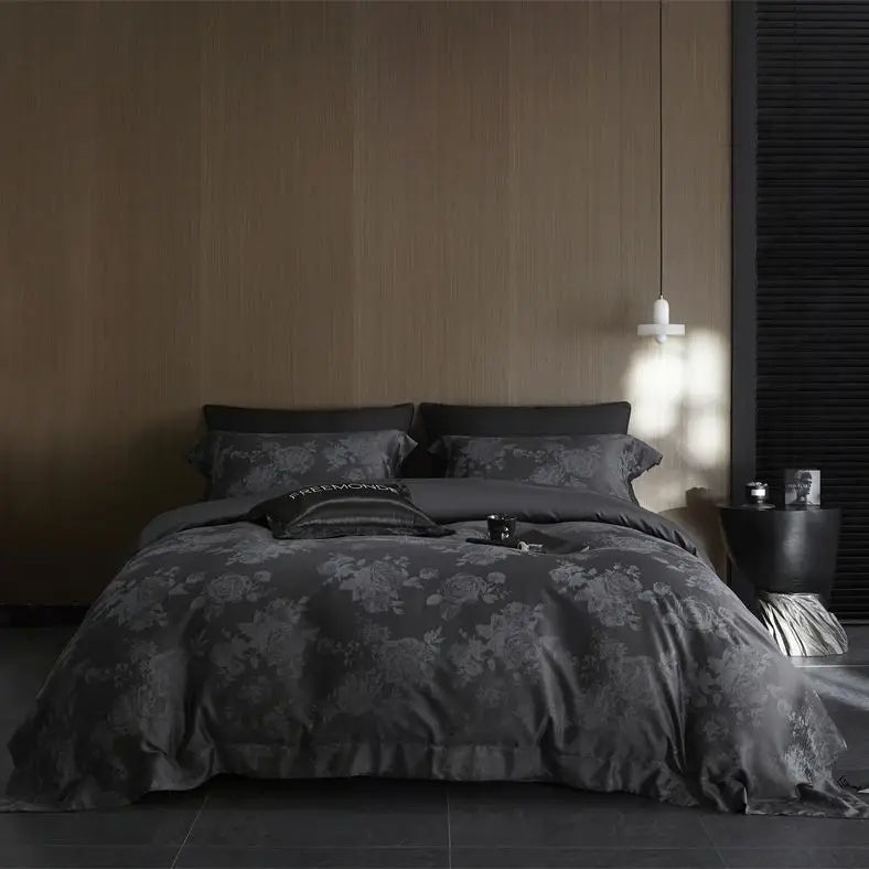 Afralia™ Vintage Jacquard Lyocell Cotton Luxury Bedding Set: Soft Silky 4Pcs