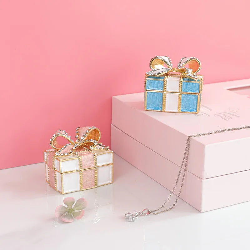 Afralia™ Knot Ribbon Jewelry Box: Bow Shaped Ring Earring Organizer & Gift Container