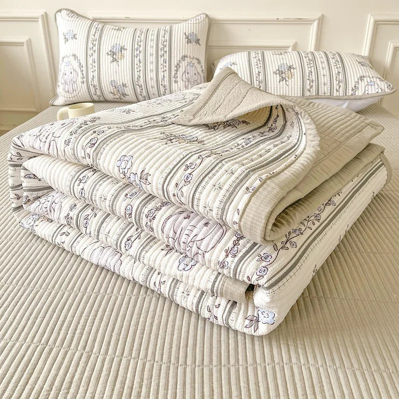 Afralia™ Cartoon Small Fresh Washed Cotton Bed Sheets Bedspread