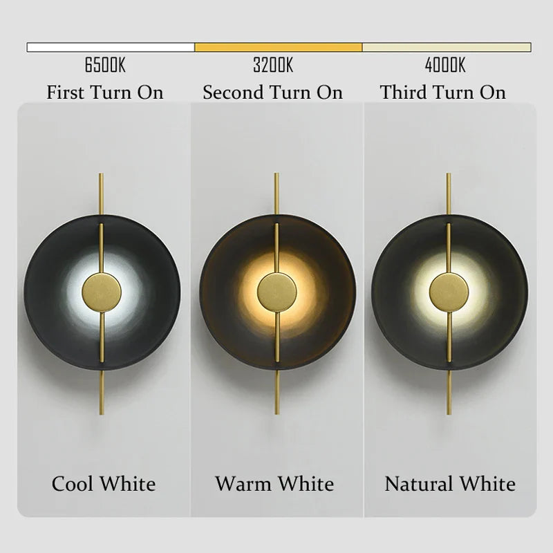 Afralia™ Gold Circle LED Wall Light 10W, Postmodern Black Sconce for Foyer, Bedside, Hotel, Aisle