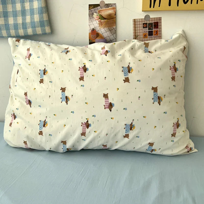 Afralia™ Cartoon Pattern Printed Cotton Bedding Set with Pillowcase