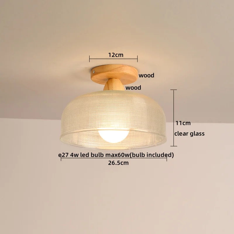Afralia™ Wood Glass LED Ceiling Lights Modern Luminaria De Teto for Home Décor