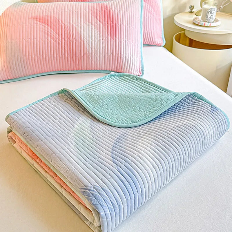 Afralia™ Dreamy Gradient Single Bedspread: Anti-Slip, Thick Quilted Mattress with Four Season Versatility