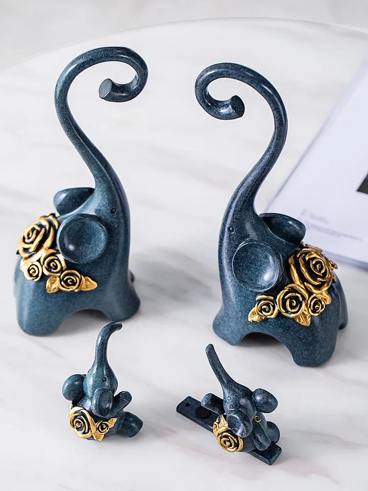 Afralia™ Elephant Family Swing Sculpture: Resin Home Decor & Gift
