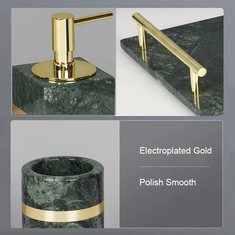 Afralia™ Luxury Gold Marble Bathroom Set with Accessories
