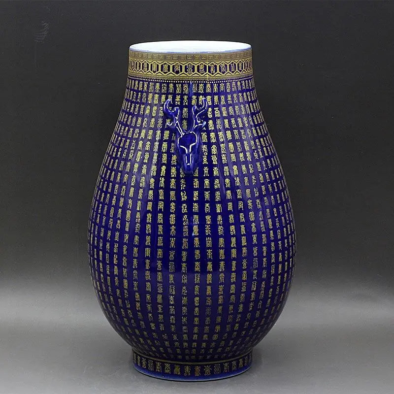 Afralia™ Traditional Craftsmanship Antique Porcelain Collection Ornament Jin Wan Shou Lu Tou Zun