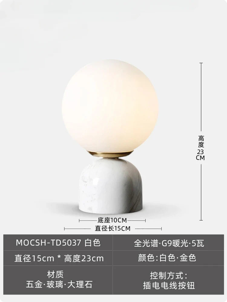Afralia™ Cream Wind Marble Table Lamp LED G9 Simple Designer Desk Light
