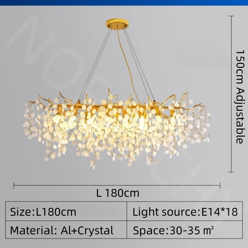 Afralia™ Gold Crystal Chandelier Pendant Light for Kitchen Island Living Room