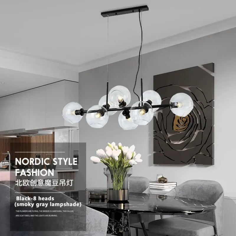 Afralia™ Modern Black Gold Metal Glass Pendant Light for Dining Kitchen Living Room