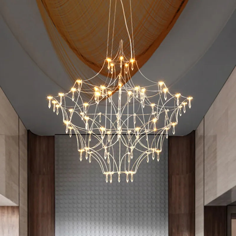 Afralia™ Quasar Crystal LED Pendant Lamp in Golden Lustre Design