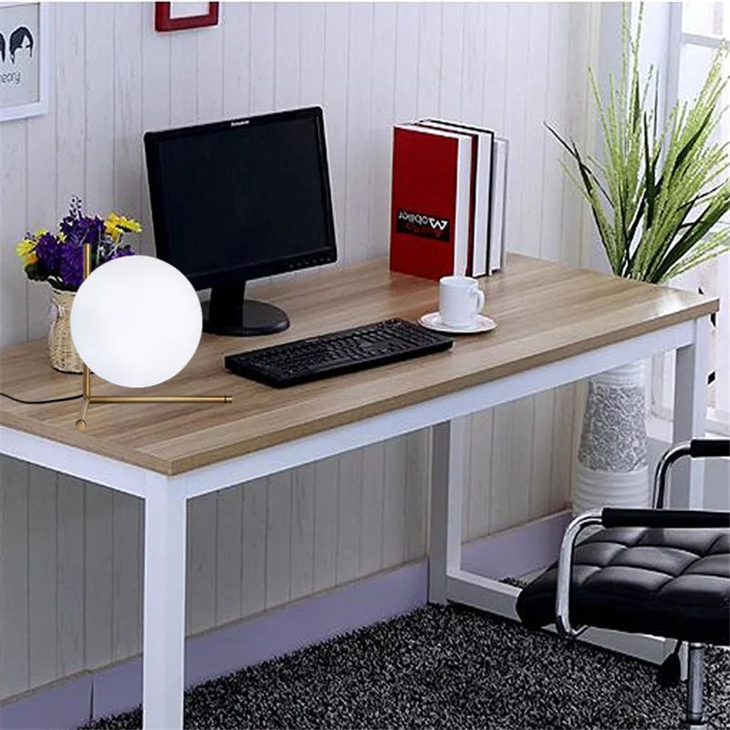 Afralia™ Modern Glass Ball Table Lamp, E27 Loft Light for Bedroom, Living Room, Gold Black