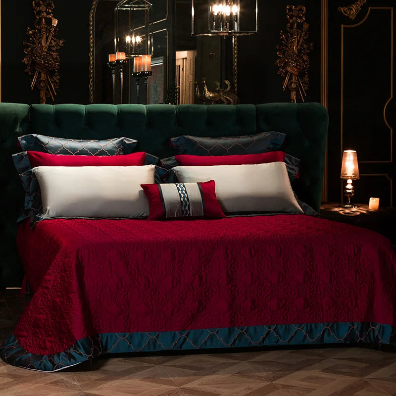 Afralia™ 200S Egyptian Cotton Embroidery Bedding Set: Queen King Linens, Duvet Cover, Sheets