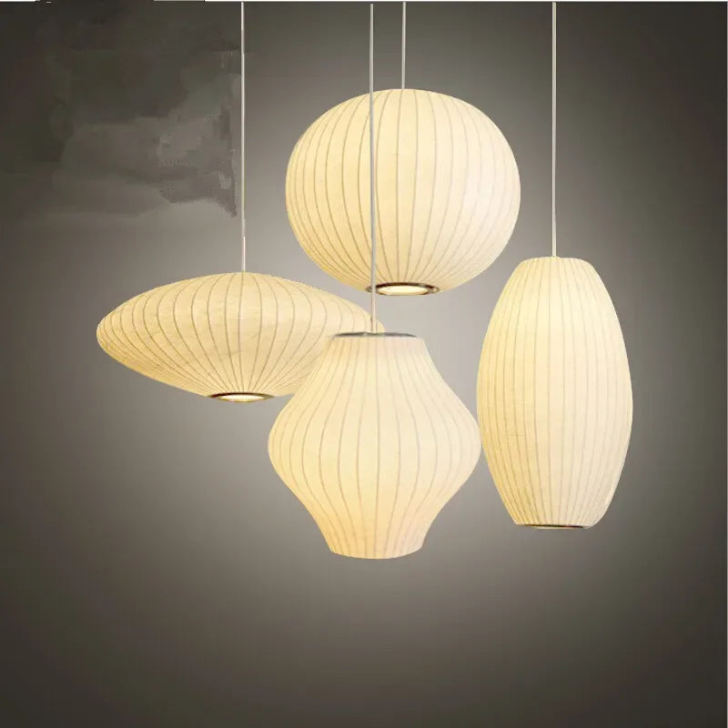 Afralia™ Nordic Fabric Lantern Chandeliers for Bedroom Living Room Home Decor