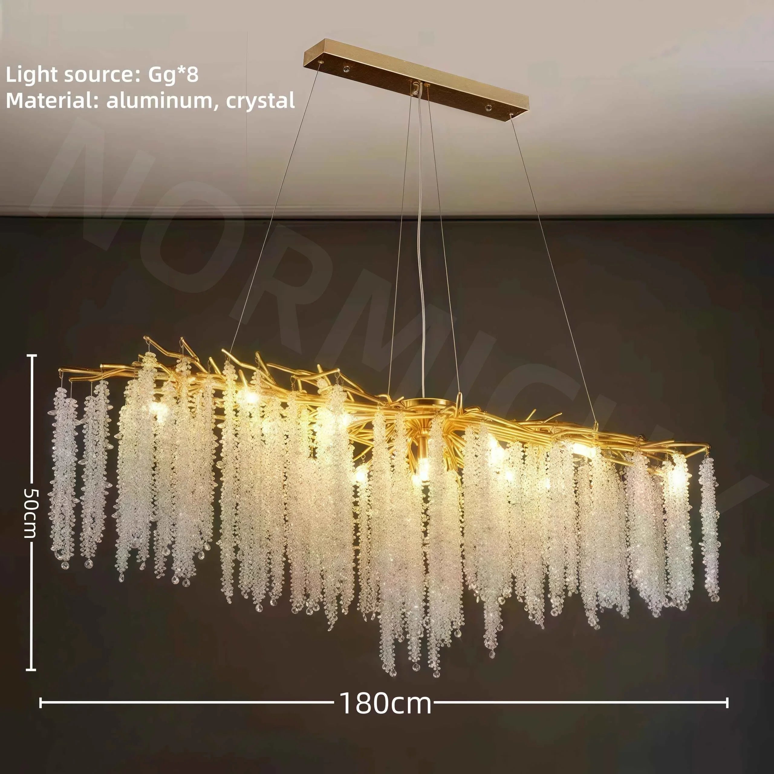 Afralia™ Gold Branch Crystal Chandelier LED for Bedroom Living Dining Room