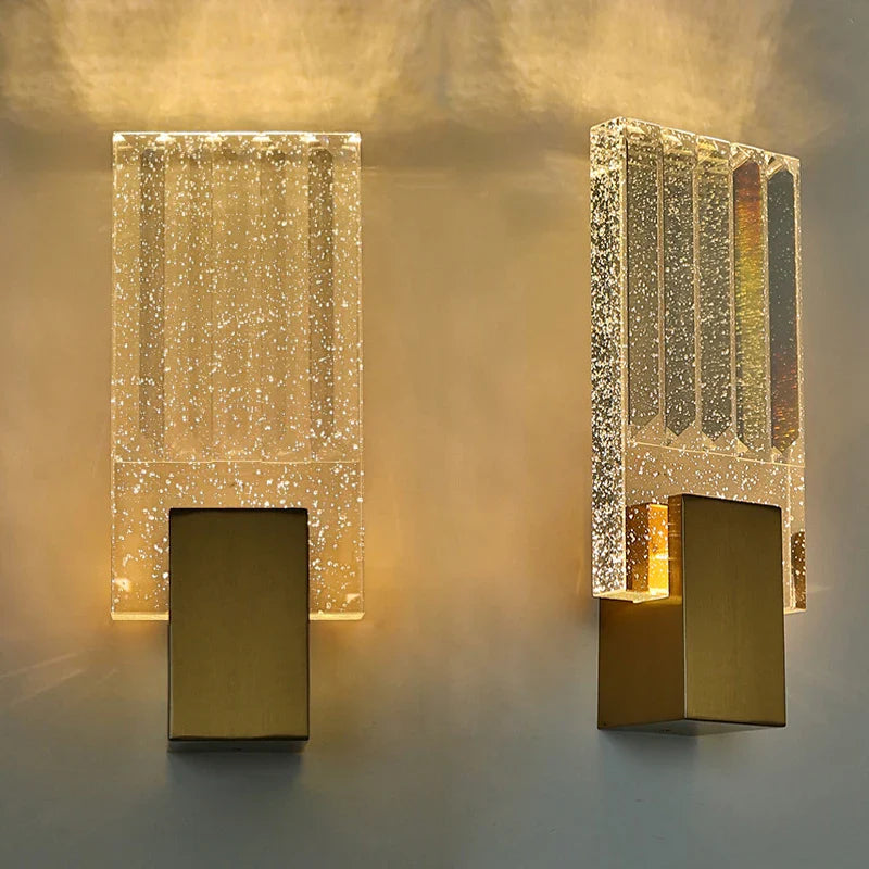 Afralia™ Bubble Crystal LED Wall Sconces Gold Modern Indoor Lighting for Home Decor