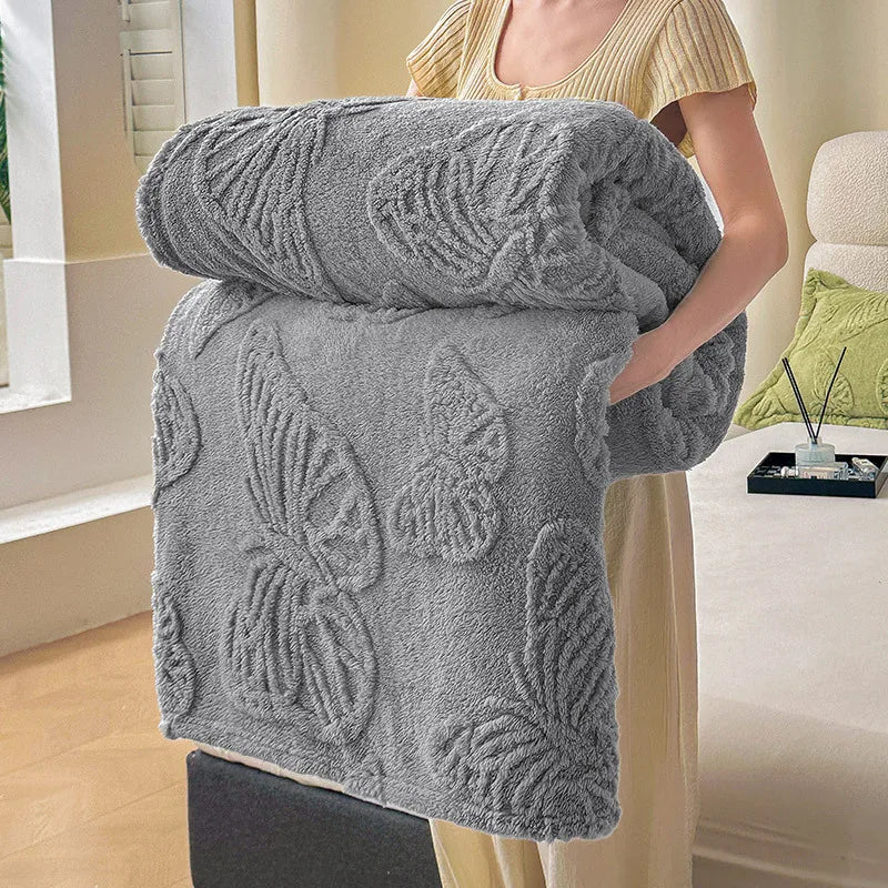 Afralia™ Luxe Chiffon Butterfly Jacquard Throw: Soft & Cozy Blanket for Couch or Bed